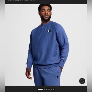 NWOT Champion Unisex Iconic Embroidered Crewneck in Gray Blue, XL